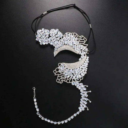 Zircon Crystal Geometric Rhinestone Elegance Masquerade Mask - Exquisite Women's Evening Accessory - Très Elite