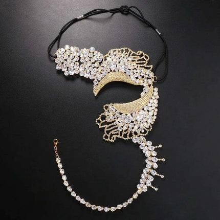 Zircon Crystal Geometric Rhinestone Elegance Masquerade Mask - Exquisite Women's Evening Accessory - Très Elite