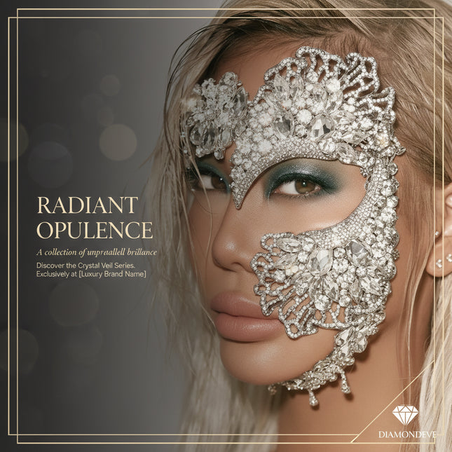 Zircon Crystal Geometric Rhinestone Elegance Masquerade Mask - Exquisite Women's Evening Accessory