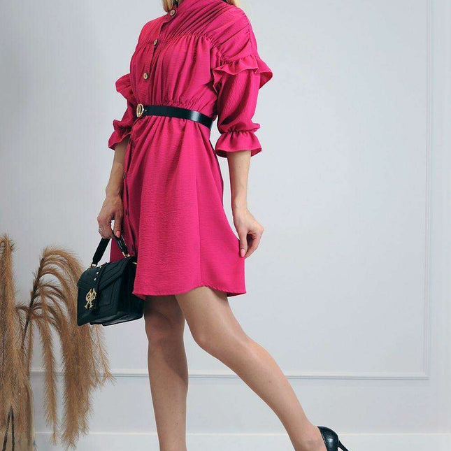 Zorola Chic Ruffled Buttoned Dress - Très Elite