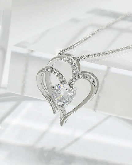 Personalized Heart-Shaped Zircon Love Necklace with Rhinestones