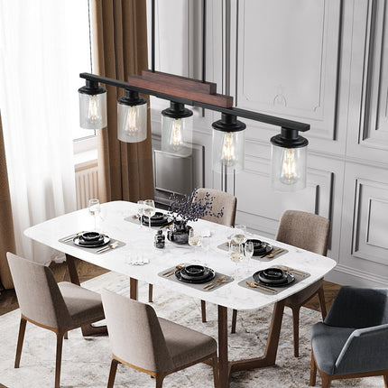 Room & Decor Farmhouse Industrial 5-Light Pendant, Adjustable Height,