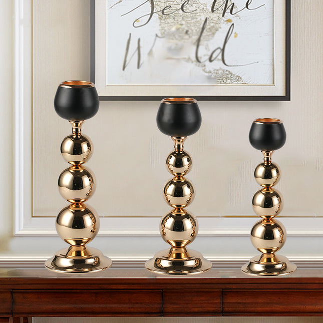 Candle Holder Iron Art Electroplating Spray Paint Black And Gold Ornaments