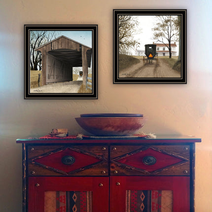 Billy Jacobs 2-Piece Vignette Black Framed Wall Art Set for Home Decor