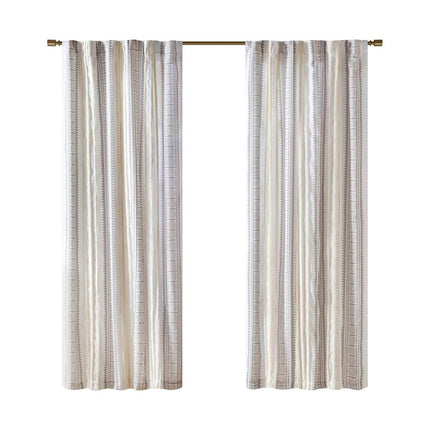 Room & Decor Tufted Stripe Printed Curtain Panel, Lined, 50x95