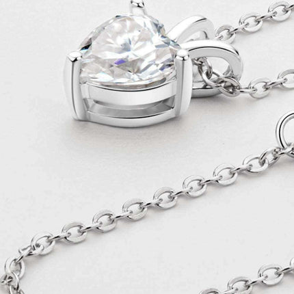 Charming Sterling Silver Lab-Diamond Heart Pendant Necklace