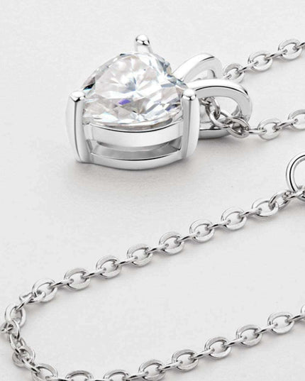 Charming Sterling Silver Lab-Diamond Heart Pendant Necklace