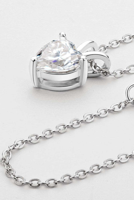 Lab-Diamond Heart Pendant Necklace in Sterling Silver