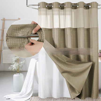 Waffle-Pattern Double-Layer Shower Curtain | 19 Colors