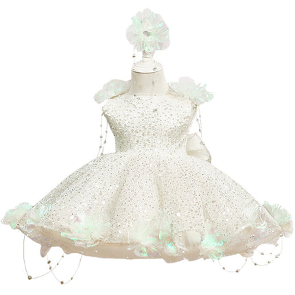 Peekaboo Studio Sequin Pearl Flower Girl Dress with Elegant Gown Desig