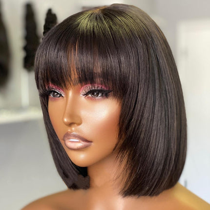 Peekaboo Studio Su Bob's Human Hair Lace Wig - Natural Look, Adjustabl