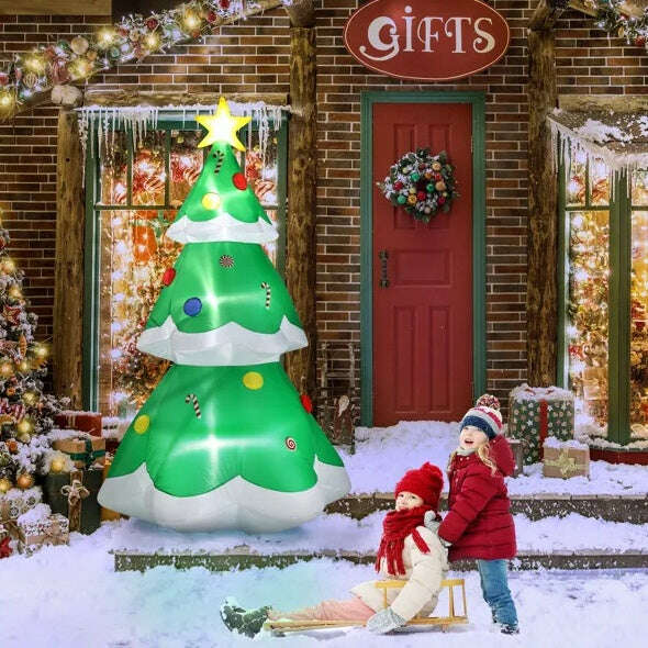 6.9 FT Lighted Christmas Inflatable Decoration, Inflatable Christmas Tree