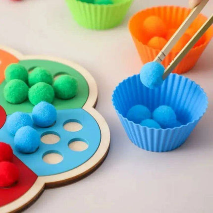 Rainbow Woodland Montessori Educational Toy - Wood & Wool Learning Board