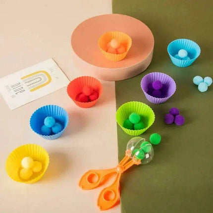 Rainbow Woodland Montessori Educational Toy - Wood & Wool Learning Board