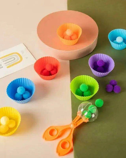 Rainbow Woodland Montessori Educational Toy - Wood & Wool Learning Board