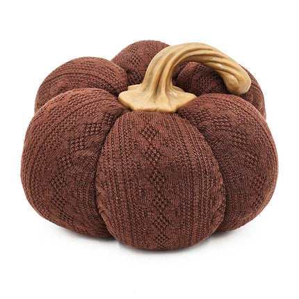 Room & Decor Set of 2 Dark Brown Polyester Pumpkin Ornaments - Fall De
