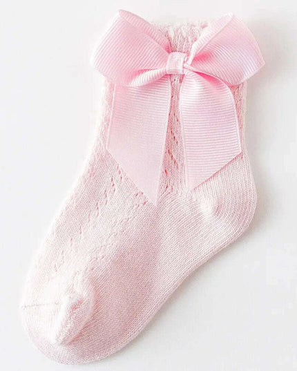 Adorable Cotton Baby Girl Socks with Stylish Bows - Breathable Short Socks