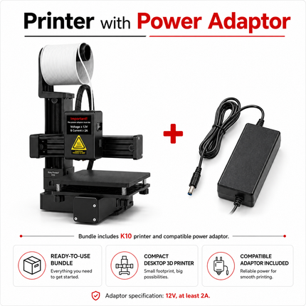 EasyThreed Entry Level 3D Printer - PLA/TPU Compatible, Power Adapter