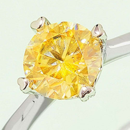 Rainbow Lab-Created Diamond Solitaire Ring with Platinum Coating