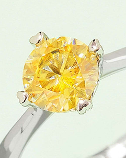 Rainbow Lab-Created Diamond Solitaire Ring with Platinum Coating