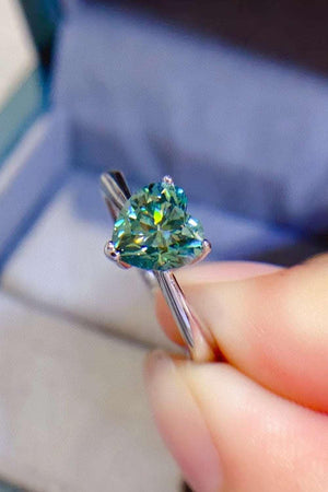 1 Carat Moissanite Heart 925 Sterling Silver Ring-Trendsi-Mid Green-4.5-Très Elite