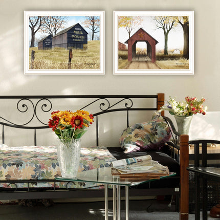 Billy Jacobs 2-Piece Framed Wall Art Set - Barn & Bridge Design, Multi