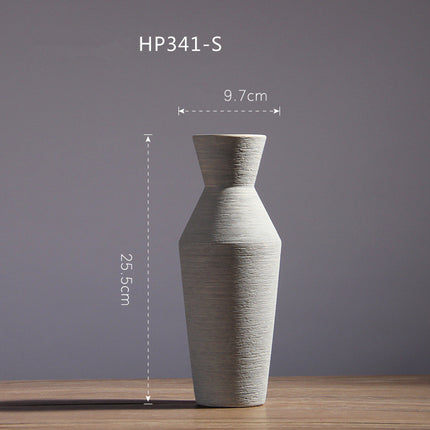 Hand Drawn White Porcelain Ceramic Vase Set For Minimalist Modern Home Decor