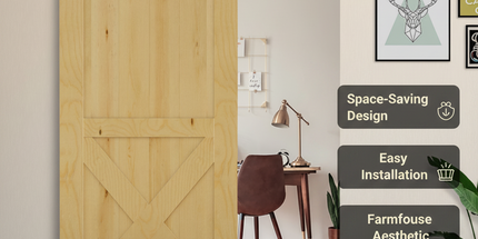 Peekaboo Studio 6FT Sliding Barn Door Hardware Kit - Easy Install, Dur