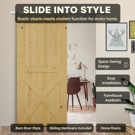 Peekaboo Studio 6FT Sliding Barn Door Hardware Kit - Easy Install, Dur
