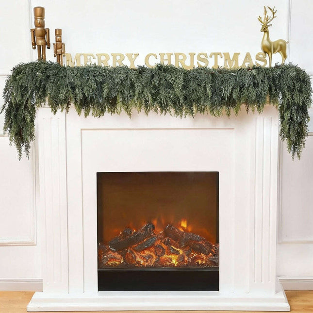 Christmas Pine Needle Garland Soft Rubber Feel Norfolk Pine Cypress Rattan