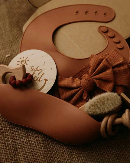 Baby Milestone Bath Toy Set with Swaddle Wrap, Rattle, and Bibs for Newborn