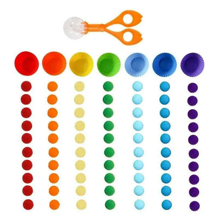 Rainbow Woodland Montessori Educational Toy - Wood & Wool Learning Board