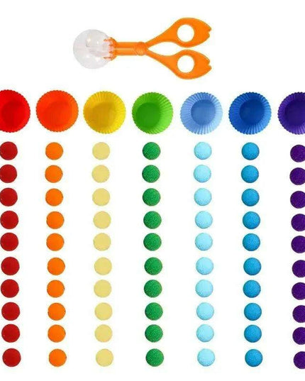 Rainbow Woodland Montessori Educational Toy - Wood & Wool Learning Board