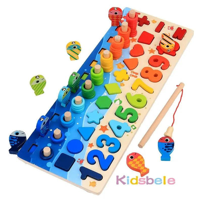 Montessori Math Wooden Puzzle Fishing Game Kit - Educational Toy Set for Young Learners - Enhance Learning & Imaginative Play