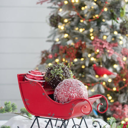 Room & Decor Distressed Iron Christmas Sleigh Decoration, 14.5"H