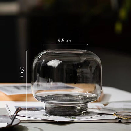 Modern Minimalist Solid Color Glass Vase Amber Smoke Gray Large Small
