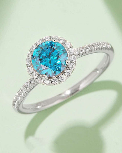 Radiant Pink Diamond Halo Ring - Sterling Silver Elegance