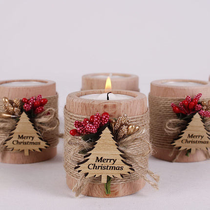 Wooden Candle Holder for Bedroom Cafe Decor Party Atmosphere Candlestick