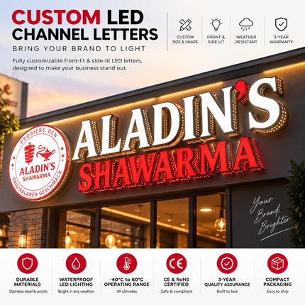 Custom Front & Side Lit LED Channel Letters Sign — Exterior Business Signage LED Signs custom-made-front-lit-side-lit-led-channel-letters-signs-perforated-shop-signs-exterior-use Business & Industrial > Retail & Hospitality > Signage