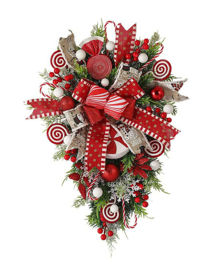 Christmas Wreath Candy Upside Down Tree Garland Artificial Xmas Ornament Hpme Porch Window Door Wall Hanging Decoration