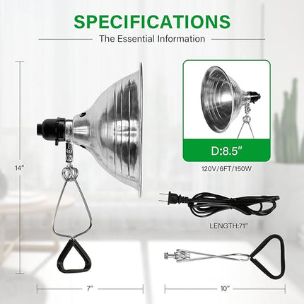 Room & Decor Clamp Lamp Light, 8.5" Adjustable Reflector, 150W, 4 Pack