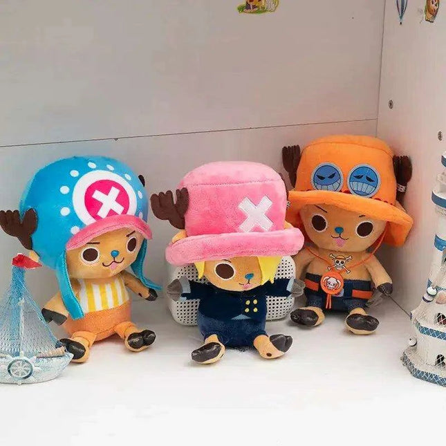 Charming Anime Plush Doll Set - Luffy, Chopper, Ace & Law - 25CM Collectible Figures for Kids and Loved Ones