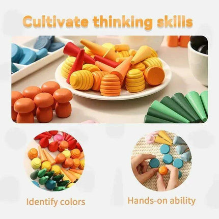 Colorful Wooden Building Blocks Kit for Creative Learning and Logical Development