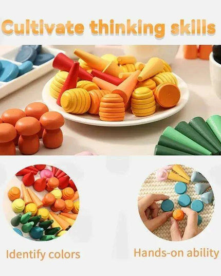 Colorful Wooden Building Blocks Kit for Creative Learning and Logical Development