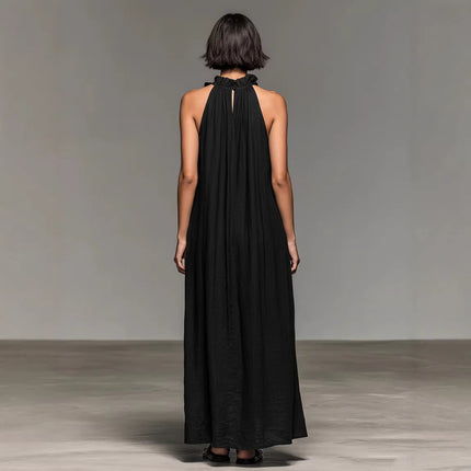 Peekaboo Studio Ruffled Halter Neck Maxi Dress - Flowy, Loose Fit