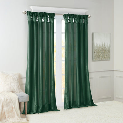 Room & Decor Twist Tab Lined Window Curtain Panel, 50x95", Green, Poly