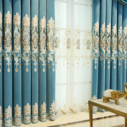 Peekaboo Studio High-End European Style Embroidered Flower Curtains