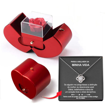 Fashion Jewelry Box Red Apple Christmas Gift Necklace Eternal Rose For