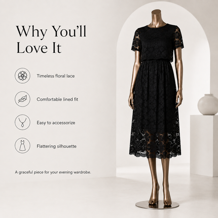 Moe Lace Evening Dress — Sleeveless Floral Mini with Flowy Skirt Dresses evening-dress-19 Clothing > Dresses > Evening Dresses