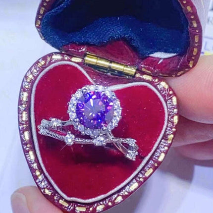 Elegant 1 Carat Lab Grown Moissanite & Zircon Silver Ring - A Luxurious Statement Piece